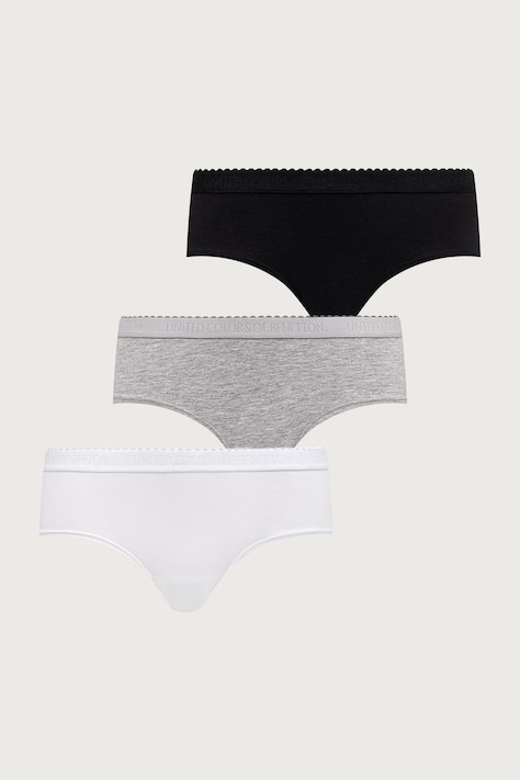 United Colors of Benetton Majtki damskie bawełniane z elastanem 3-pack szare 3G681S033