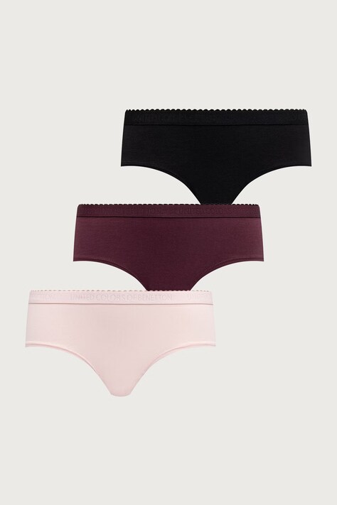 United Colors of Benetton Majtki damskie bawełniane z elastanem 3-pack bordowe 3G681S033