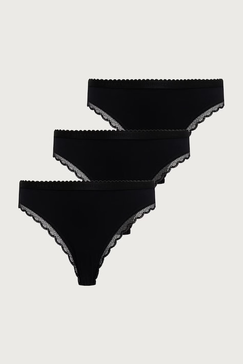 United Colors of Benetton Kalhotky dámské s bavlnou 3-pack černé 3XCM1S034