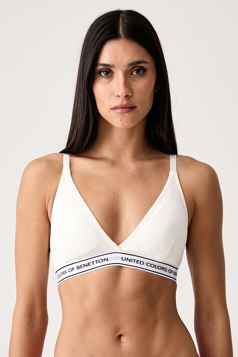 United Colors of Benetton Biustonosz trójkątny z bawełną beżowy 3G681R02H
