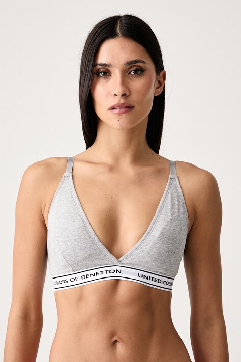 United Colors of Benetton Τριγωνικό σουτιέν με βαμβάκι γκρί 3G681R02H