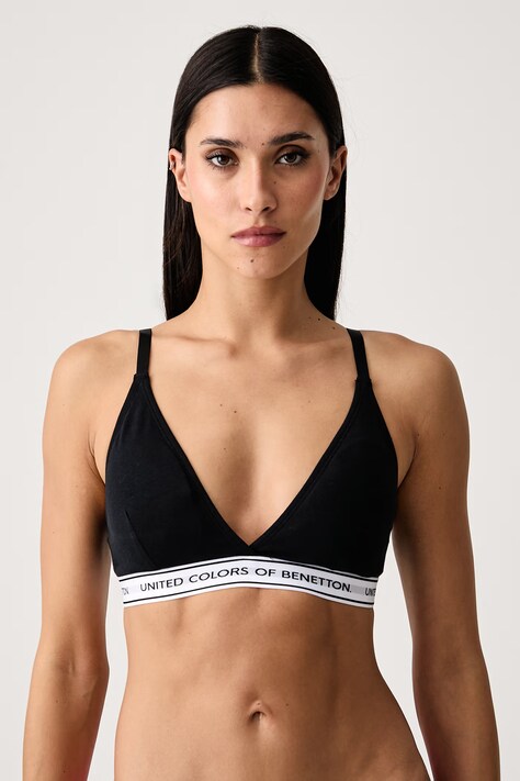 United Colors of Benetton Τριγωνικό σουτιέν με βαμβάκι μαύρο 3G681R02H