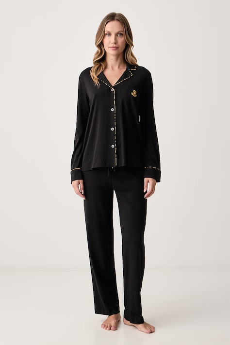 Lauren Ralph Lauren Piżama dwuczęściowa damska z bawełną czarna ILN92561F