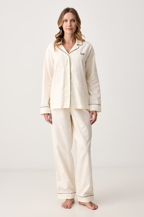 Lauren Ralph Lauren Piżama dwuczęściowa damska bawełniana beżowa ILN92555