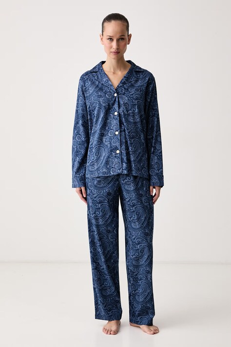 Lauren Ralph Lauren Piżama dwuczęściowa damska z bawełną granatowa ILN92554