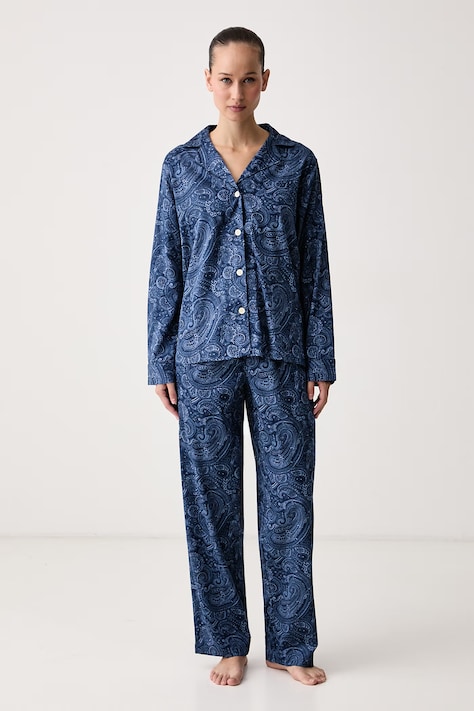 Lauren Ralph Lauren Piżama dwuczęściowa damska z bawełną granatowa ILN92554