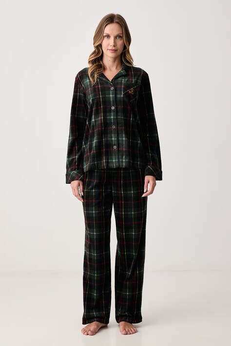 Lauren Ralph Lauren Piżama dwuczęściowa damska polarowa zielona ILN92552F