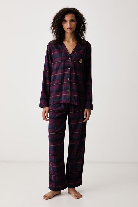 Lauren Ralph Lauren Piżama dwuczęściowa damska z bawełną bordowa ILN92551F
