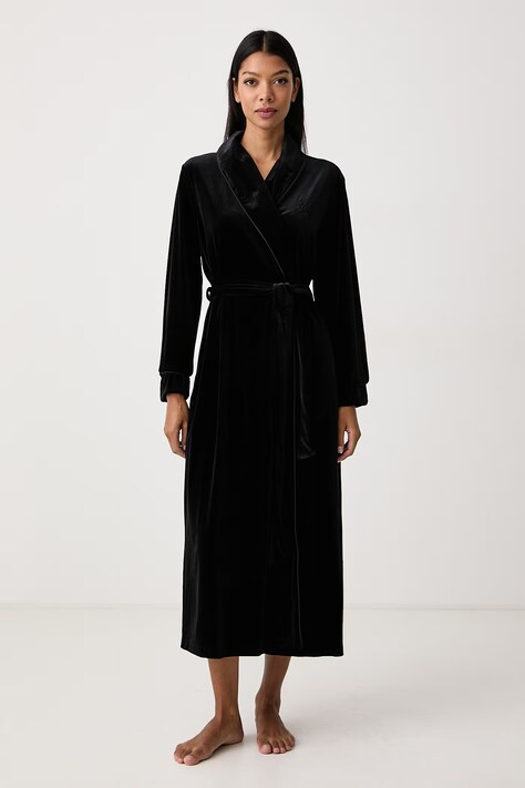 Lauren Ralph Lauren Szlafrok damski welurowy czarny ILN52559