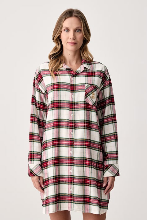 Lauren Ralph Lauren Koszula piżamowa damska z bawełną beżowa ILN32551