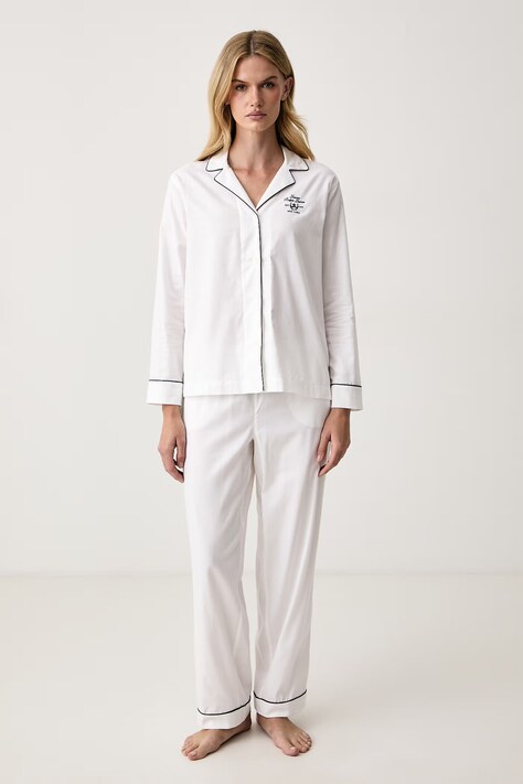 Lauren Ralph Lauren Piżama damska bawełniana biała ILN92545