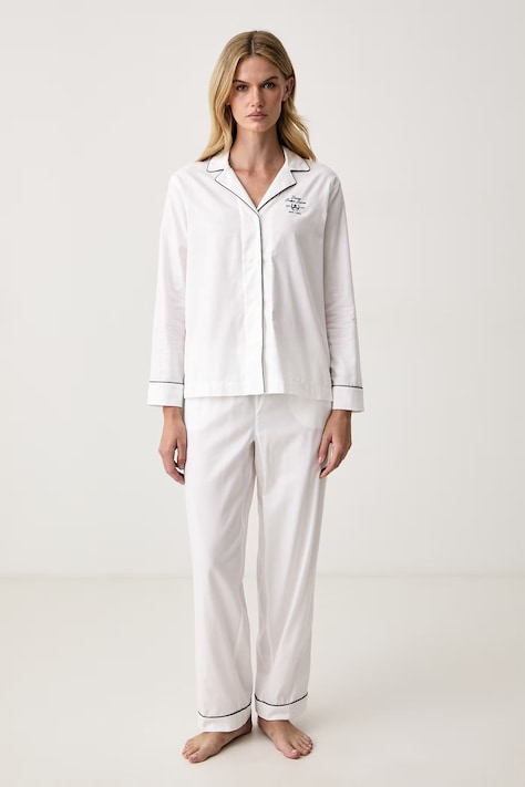 Lauren Ralph Lauren Piżama damska bawełniana biała ILN92545