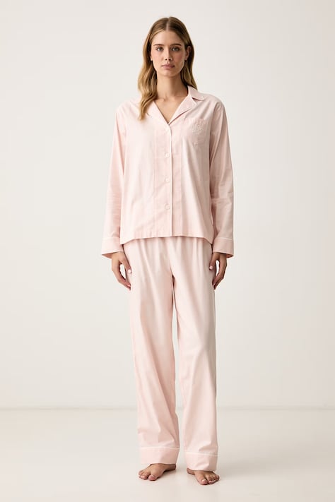 Lauren Ralph Lauren Piżama dwuczęściowa damska bawełniana różowa ILN92442