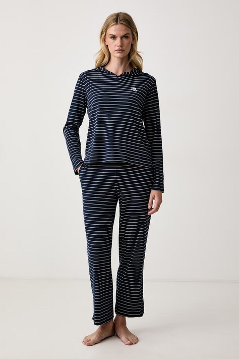 Lauren Ralph Lauren Piżama dwuczęściowa damska z bawełną granatowa ILN72523