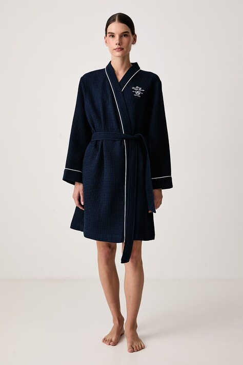 Lauren Ralph Lauren Szlafrok z bawełną granatowy ILN42547