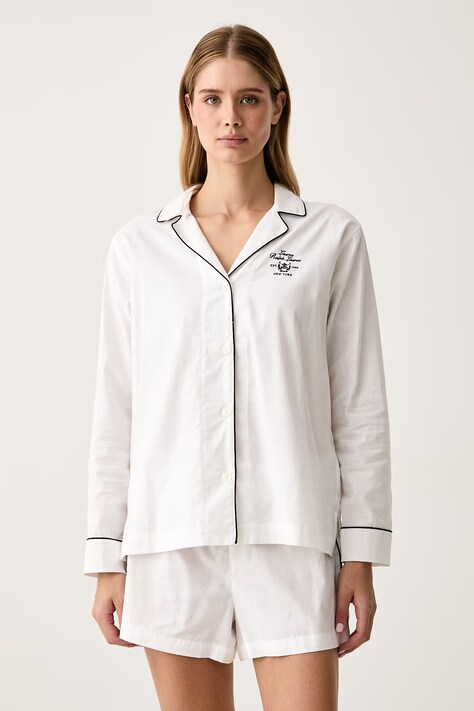 Lauren Ralph Lauren Piżama damska bawełniana biała ILN12545
