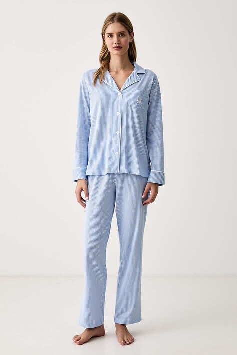 Lauren Ralph Lauren Piżama damska bawełniana niebieska I818702