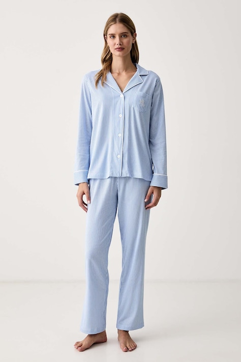 Lauren Ralph Lauren Piżama damska bawełniana niebieska I818702