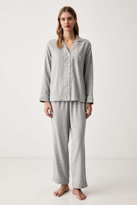 Lauren Ralph Lauren Piżama damska z bawełną szara ILN92537