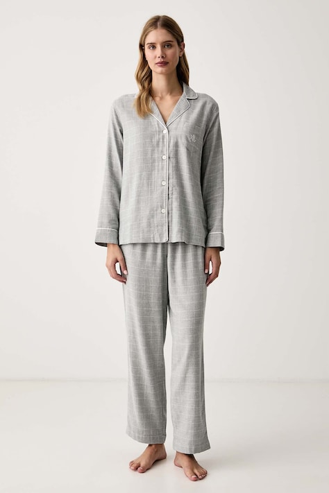 Lauren Ralph Lauren Piżama damska z bawełną szara ILN92537