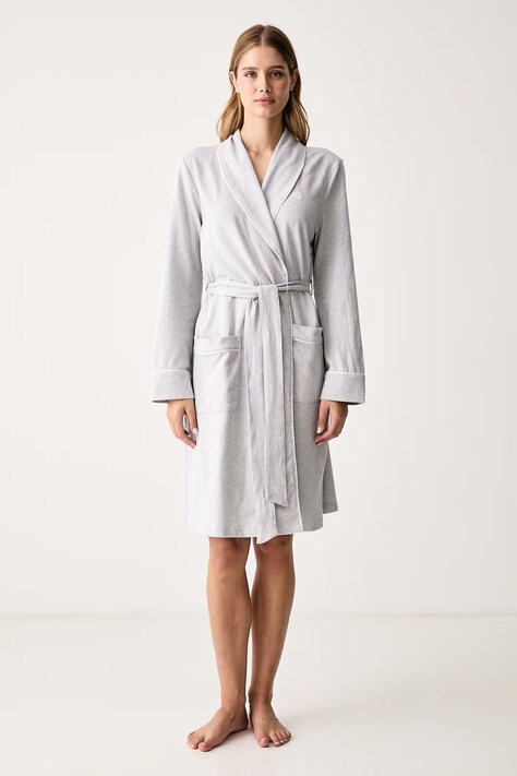 Lauren Ralph Lauren Szlafrok damski bawełniany szary ILN42541