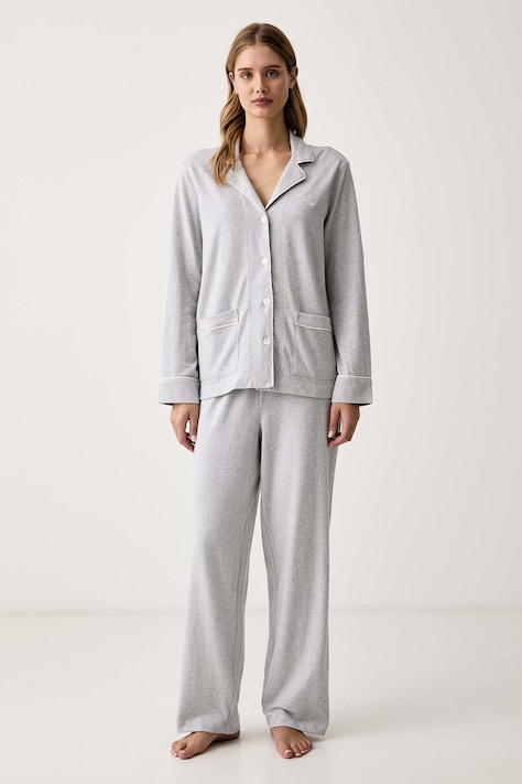 Lauren Ralph Lauren Piżama damska bawełniana szara ILN92541