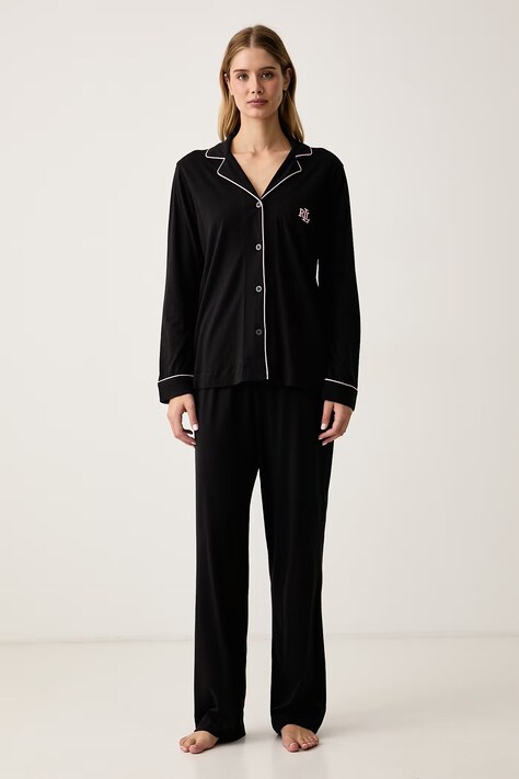 Lauren Ralph Lauren Piżama dwuczęściowa damska z bawełną czarna ILN92528