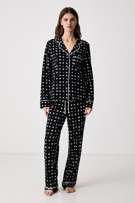 DKNY Piżama damska z wiskozy czarna YI90140F