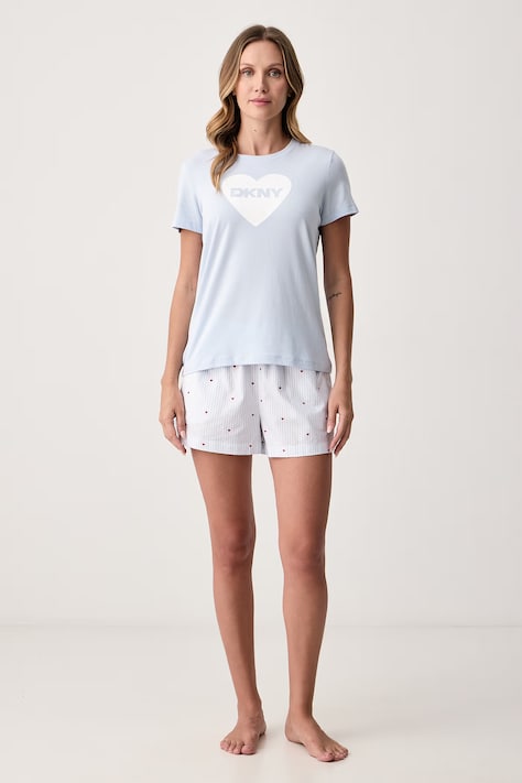 DKNY Piżama dwuczęściowa damska z bawełną niebieska YI00152