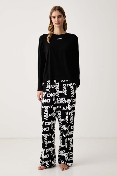 DKNY Piżama damska z bawełną czarna YI80129