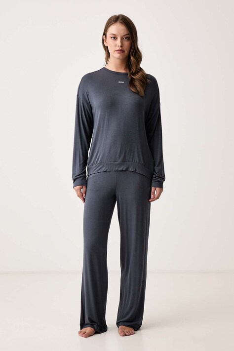 DKNY Piżama damska z wiskozy szara YI70135