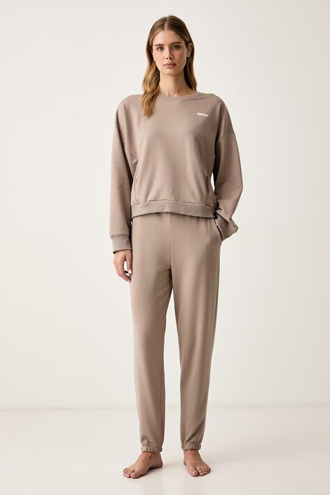 DKNY Piżama damska z bawełną beżowa YI80125