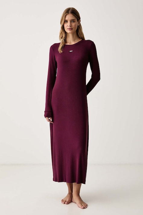 DKNY Koszula nocna damska z wiskozy bordowa YI00136