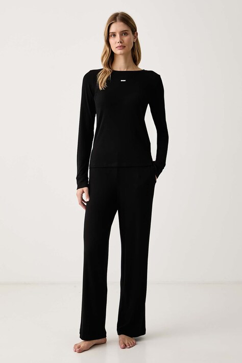 DKNY Piżama damska z wiskozy czarna YI80136
