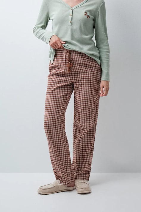 women'secret Spodnie piżamowe damskie z bawełną brązowe 3704544