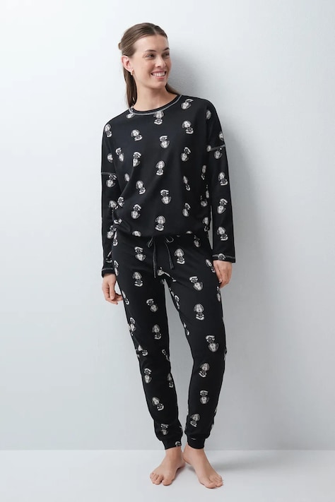 women'secret Piżama dwuczęściowa damska bawełniana czarna 3134069