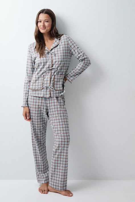 women'secret Pijama din două piese pentru femei din bumbac albastră 3134066