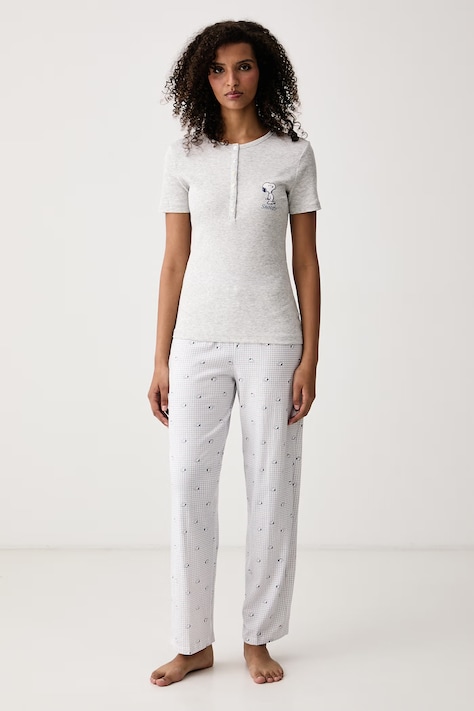 women'secret Pijama din două piese pentru femei cu bumbac bej 3134081