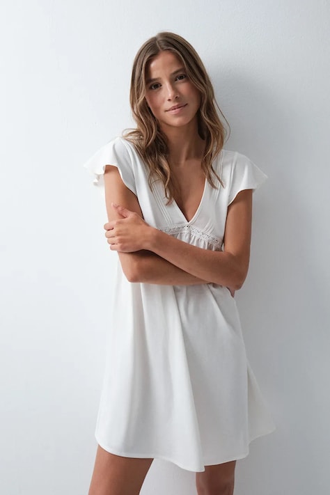 women'secret Koszula nocna damska bawełniana beżowa 4924804