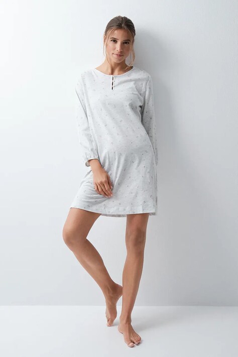 women'secret Koszula nocna damska z bawełną szara 4364652