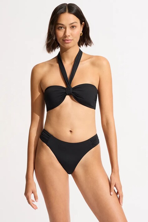 Seafolly figi kąpielowe damskie Ruched Side czarne 40726-942