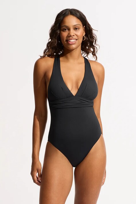 Seafolly Ολόσωμο μαγιό γυναικείο Cross Back μαύρο 10950-942