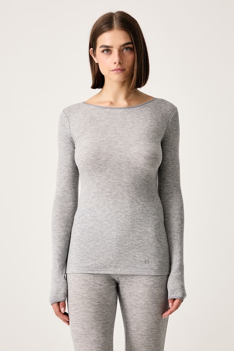 Chantelle Longsleeve lounge damski z wełną Warm Radiance szary C1B8J2