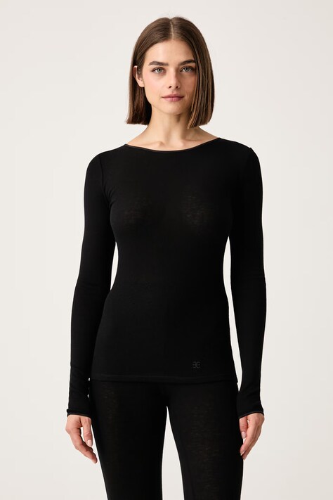 Chantelle Longsleeve lounge damski z wełną Warm Radiance czarny C1B8J2