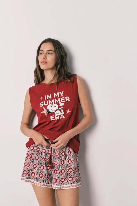 women'secret piżama damska bawełniana czerwona 3134023