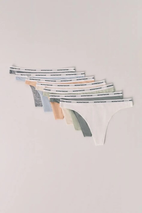 women'secret Stringi damskie bawełniane z elastanem 7-pack multicolor 4934537