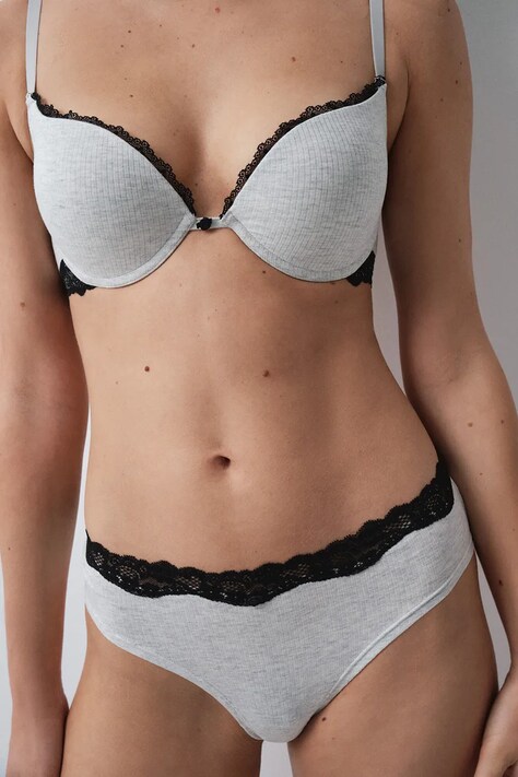 women'secret Figi damskie z bawełną szare 4634327
