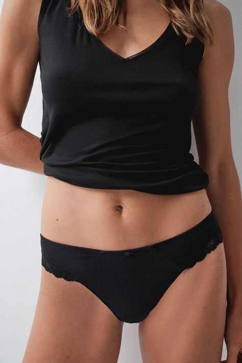 women'secret Figi damskie z bawełną czarne 4634282
