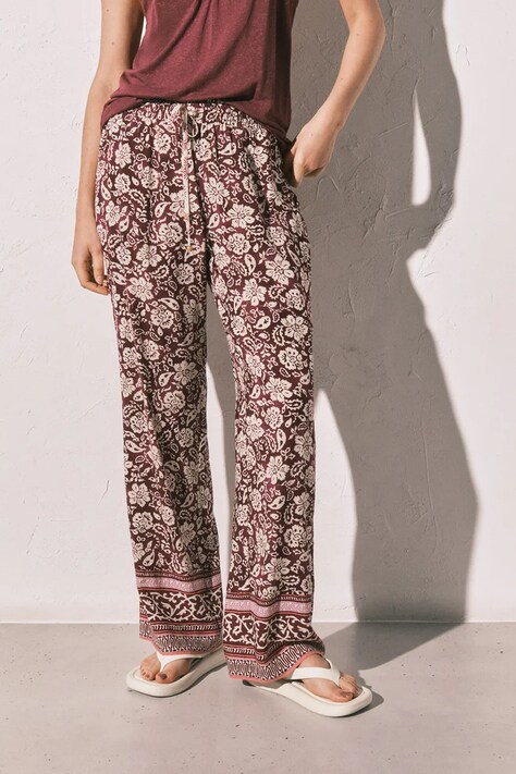 women'secret spodnie piżamowe damskie z wiskozy bordowe 5543719