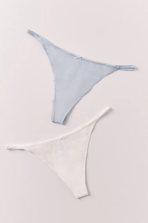 women'secret στρινγκ γυναικεία βαμβακερά με ελαστάν 2-pack λευκά 4633573